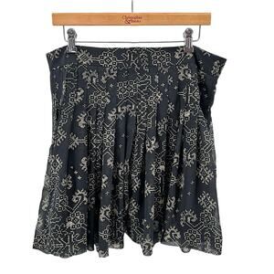 Gap Pleated Mini Skirt Womens 10 Black Geometric Print Pull On Lined S/883450-00